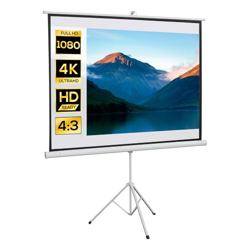 HOMCOM Beamer Leinwand mit Stativ 84 Zoll 4:3 Tragbar Projektor Leinwand Faltbare Stativ-Leinwände für Heimkino, Camping