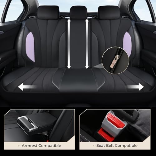 Image of Coverado Car Seat Covers Full Set, Automotive Seat Covers 5-piece, Leather Car Protectors 5 Seats, Purple Auto Seat Covers Spill-Proof Design Universal Fit for SUV, Vans, Sedan, Truck