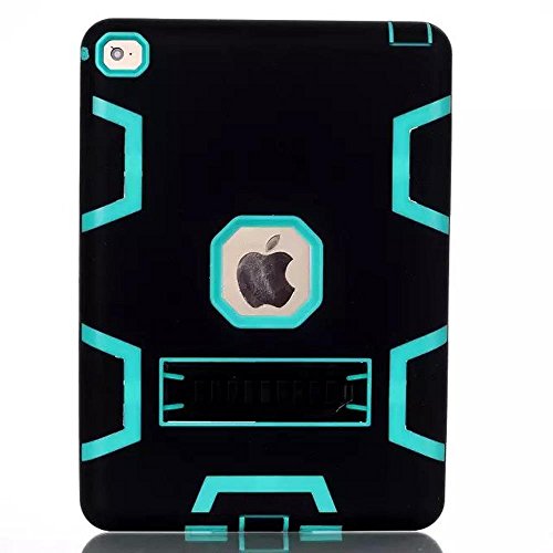 iPad Air 2 Case, TabPow [Hybrid Shockproof Case] Rugged Triple-Layer Shock-Resistant Drop Proof Defender Case Cover with Kickstand [Full Warranty] for iPad Air 2 with Retina Display/iPad 6, Turquoise