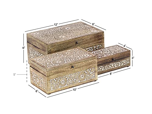 Deco 79 30988 Mango Wood Floral Decorative Box Decorative Keepsake Boxes thumb #12