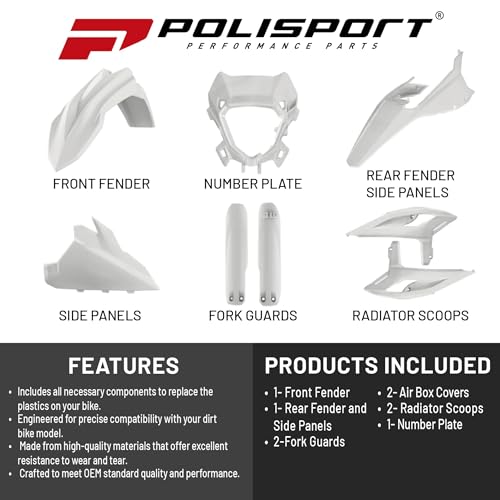 POLISPORT 91597 - Komplettes Plastik Kit für Beta RR X-Pro 2025 mit perfekter Passform, OEM-Qualität und hoher Widerstandsfähigkeit für anspruchsvolles Offroad-Fahren, Weiss