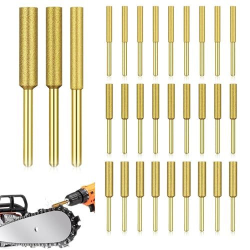 30 Piezas Afilador Cadena de Diamant para Motosierra 4mm 4.8mm 5.5mm Afilador de Cadena Motosierra Compatible con Motosierras Eléctricas y de Gasolina