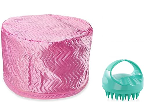 VENIQE Hair Care Thermal Head Spa Cap Treatment with Beauty Steamer Nourishing Heating Cap And Hair Scalp Massager Shampoo Brush Green