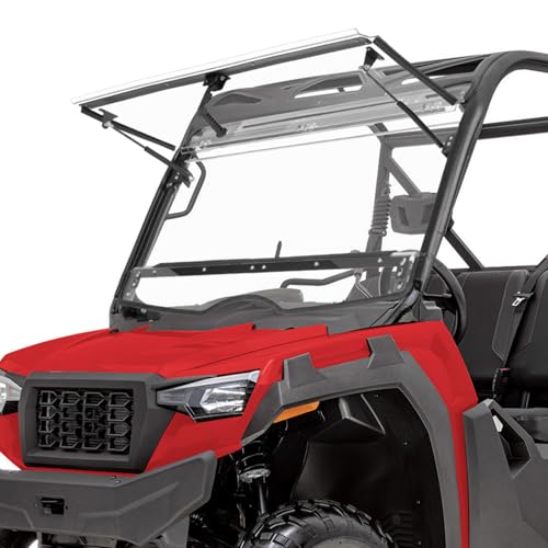 KEMIMOTO 3-in-1 Flip Front Windshield Compatible with 2020+ Tracker 800SX, Reinforced Edge, Heavy Duty Scratch Resistant, Clear Vision, Set to Open, Vented, or Closed