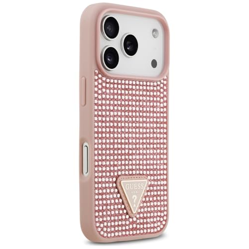 Coque Guess iPhone 17 Pro rose finis les rayures avec style et strass - 4
