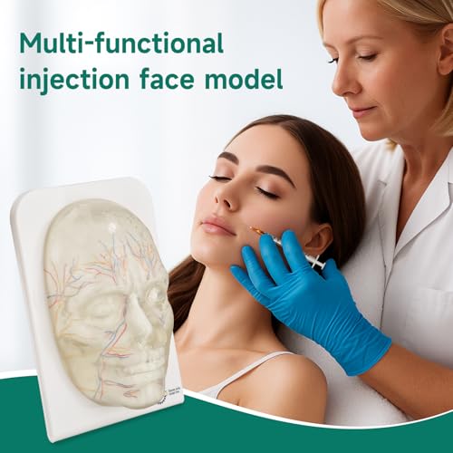 Image of Transparent Injection Face Model with Blood Vessels | Anatomical Injection Mannequin Face, Facial Injection Training Model for Estheticians, Medical Students, Detachble Face Skin