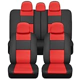 BDK Croc Skin Faux Leather Car Seat Covers, Full Set Red – Universal Fit Design, Airbag Compatible, Front and Back Seat Cover for Cars Trucks Vans and SUVs