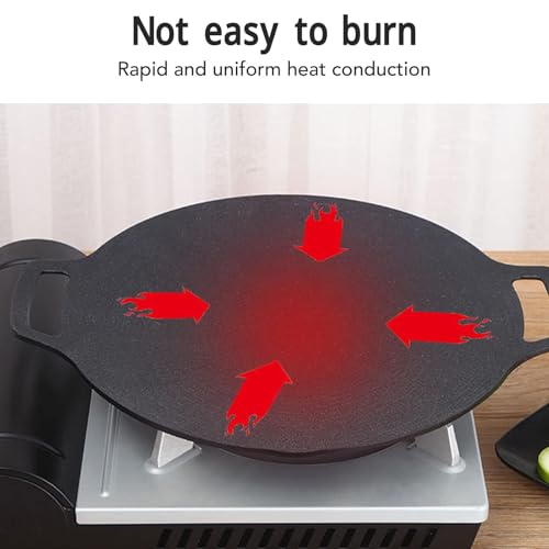 Nonstick Grill Pan, Korean BBQ Grill Pan with 6 Layer Coating for Outdoor Camping, Gas Cooker Round BBQ Griddle Pan(36cm) - Image 3