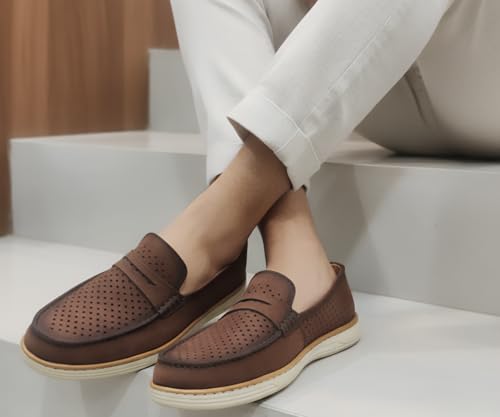 Image of Kraasa Men Denim Causal Loafers | Premium Breathable Upper | Driving Loafers | Lighweight Slip-On's | Soft Cushioned Insole | Super Flexible, Comfortable for Men