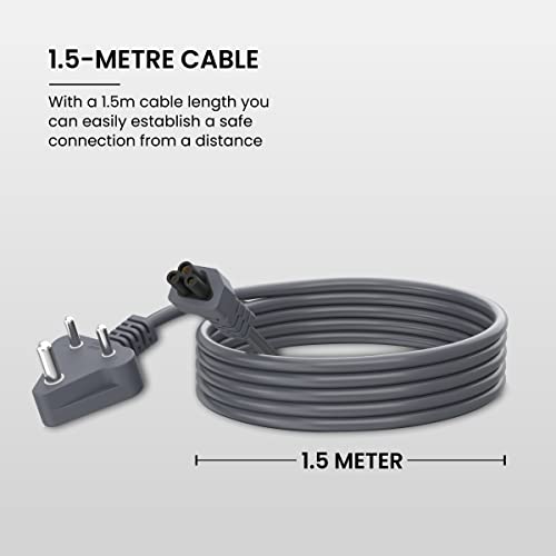 Image of Portronics Konnect G2 Laptop Power Cable with 3PIN Clover Power Connector, 1.5M Cord Length, 350W Load Capacity(Grey)