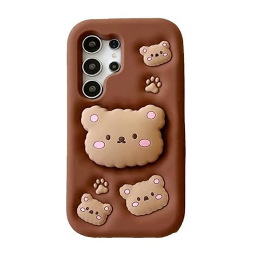Coque silicone Galaxy S26 Ultra ours 3D marron anti-choc pour enfant et couple