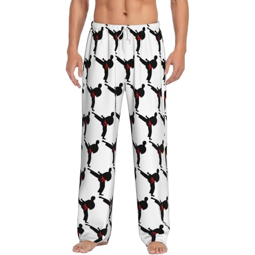 OKFSTY Karate Boy Vector Changeable Belt Color Men'S Pajama Bottoms,Pajamas Polyester Pants For Men Soft Long Lounge Pj Sleep Pant With Pockets
