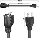 Cord d'extension, 2 Paquet droit de la prise d'angle 1 Pied 18 Lourdes jauges, 3 Cordes d'extension de connecteurs plats courts Câble d'alimentation résistant aux intempéries pour une utilisation en extérieur intérieur, UL Inscrit