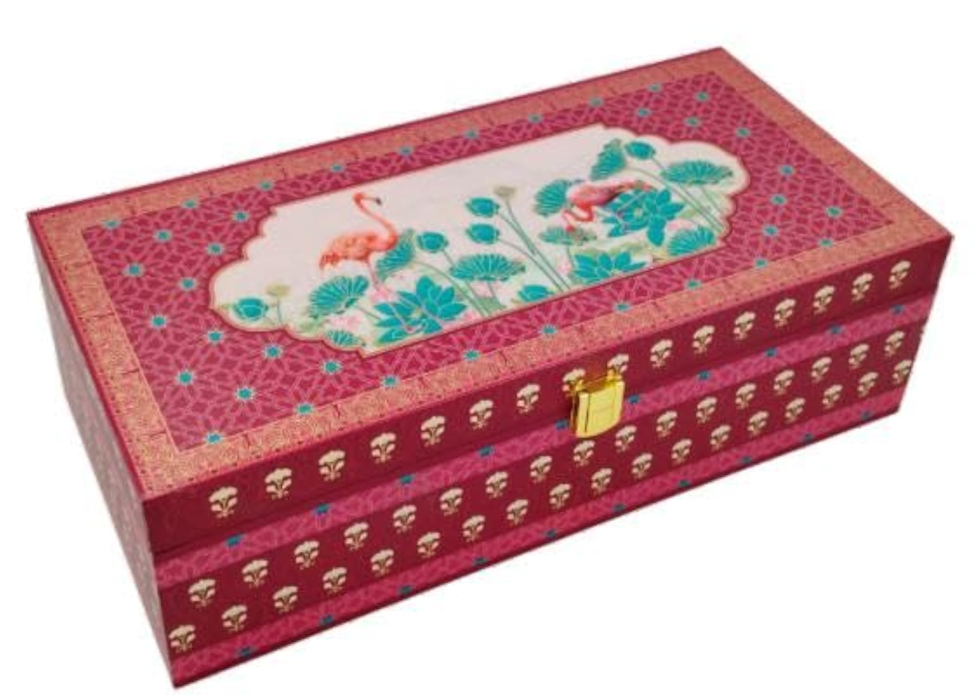 Decorative Gift Box Set with 3 Jars, Flamingo Theme