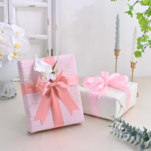 Image of Double Face Dusty Pink Satin Ribbon 1-1 /2 inch X 50 Yards Polyester Dusty Pink Ribbon for Gift Wrapping Very Suitable for Weddings Party Hair Bow Invitation Decorations and More