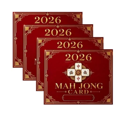 RE RELIURE 4 PCS 2026 Mahjong Cards Large Print - Easy to Read Rule Cards for Mahjong Official Revision