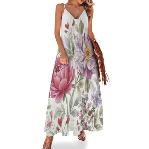 Robe maxi d'été pivoine sauvage blanche, l'élégance d'une sundress fluide