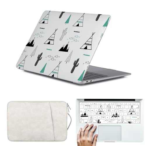 Funda MacBook Air 15 M4 M3 M2 carcasa rígida con bolsa y protector de teclado diseño cactus