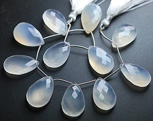 Calcédoine blanche naturelle perles facettées poire 16x25mm briolettes fil de 8 pouces