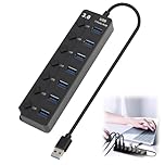 7-Port USB 3.0 Extension Hub, Usb Multiport Adapter, USB 3 Hub, Multi Port for Laptop, Desktop, PS5, and MacBook, High-Speed Data Transfer, Plug & Play Compatibility with All USB Devices