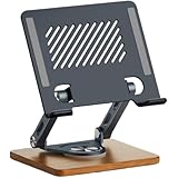 Bianstarコンピュータスタンド高さ/角度調整可能360度回転デスクトップ用折りたたみ式冷却滑り止め安定性（グレー、16.5*14*20） (グレー)