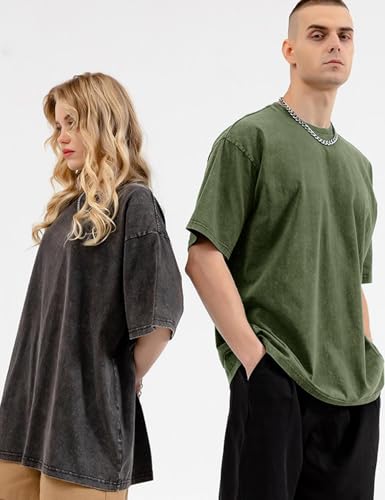 Image of Arssm Men Oversized T Shirts Vintage Tee Loose Fit Short Sleeve Casual Streetwear Baggy Washed Unisex Tops