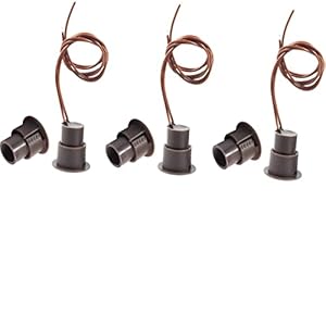RC-36 NC Recessed Wired Security Window Door Contact Sensor Alarm Magnetic Reed Switch, for Home Security and Burglar Alarm Systems, Sets of 3, Brown