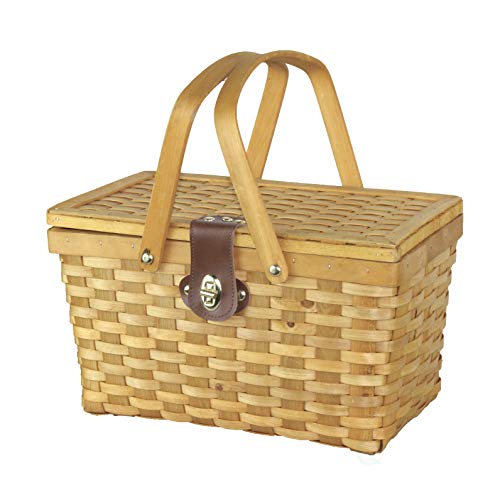 Vintiquewise QI003624 com tampa e alças móveis, cesta de piquenique forrada com xadrez, tamanho: 12.