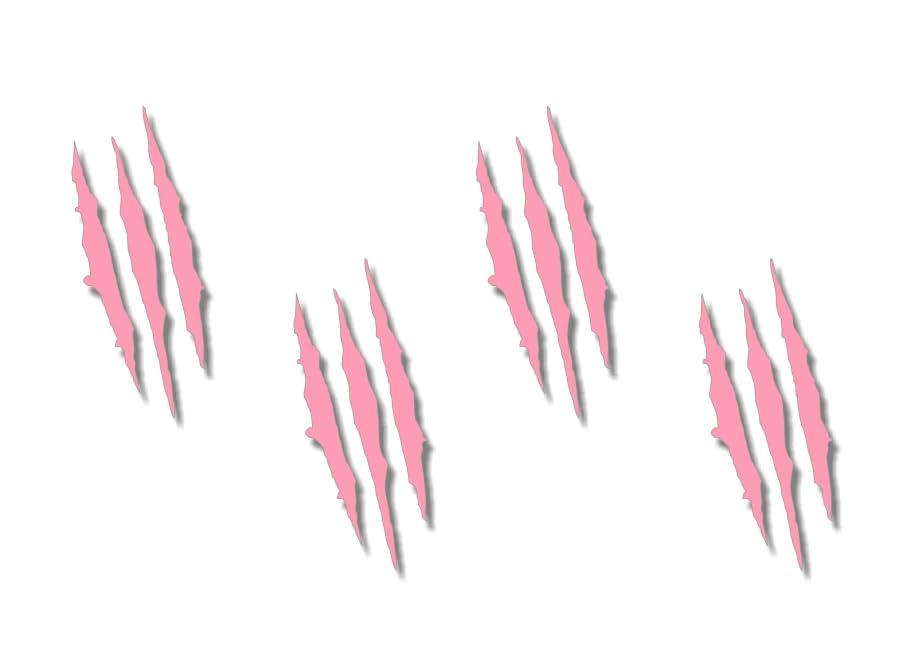 4 Ripped Claw Marks 6" Solid Pink Vinyl Sticker Decals Jurassic Dinosaur Monster Scratches Torn Metal Vehicle Park Decal Stickers (4 Solid Pink 6'')