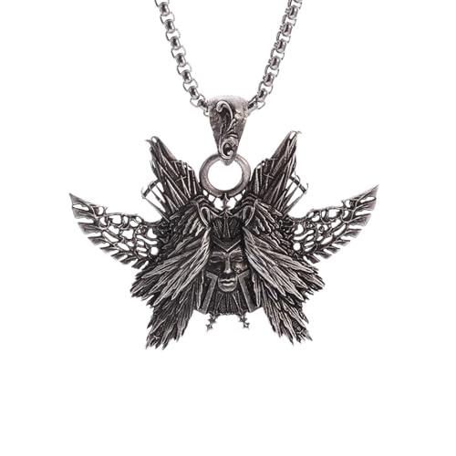 Collier pendentif grimace avec ailes de samouraï, idée cadeau homme rock
