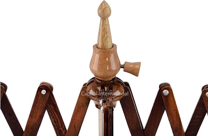 Yarn Umbrella Swift Winder Table Top Umbrella | Hand Crafted Skein Hand Operated Umbrella Yarn Winder Yarn Swift Winder Wool String Holder - Knitting and Crochet (White & Brown)