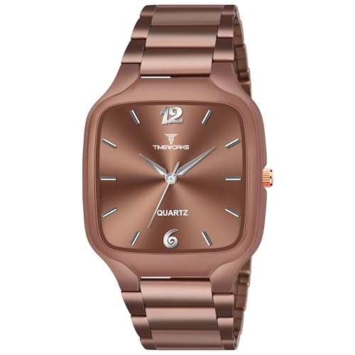 TIMEWORKS Designer Brown Square Shape Dial Mens & Boys Watch 416EEM04 (B0DHSVZNTV) Amazon Price History, Amazon Price Tracker