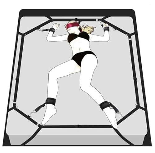 Sex Bondage BDSM Kit Bed Restraints Set, Easy Install Sex Rope Adjustable Straps, Sex Toys for Adults Women Couples Game Pleasure