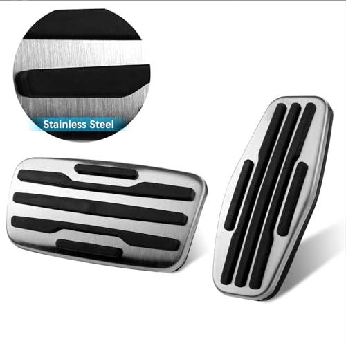 ANFOKAS Compatible with Chevrolet Chevy Silverado 1500 2500 3500 Suburban Tahoe Compatible with GMC Yukon Sierra Accessories Car Foot Pedal Cover Pedals Pads -Silver by ANFOKAS - Image 5