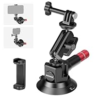 NEEWER 3\ Kamera Halterung mit Saugnapf, Magic Arm mit Kugelkopf kompatibel mit ARRI 1/4\ Löchern, Auto Halterung mit Handyhalter und Action Cam Adapter kompatibel mit iPhone GoPro DJI Insta360, CA104
