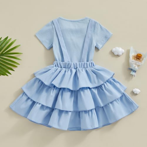 BeQeuewll Toddler Girl 4th of July Outfit Rib Shirt Ruffle Tutu Dress Kids Little Girls 4th of July Clothes18M 2T 3T 4T 5T 6Y3