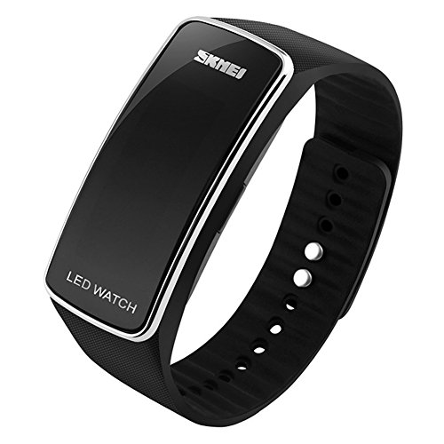 Foto von FENKOO Herren/Damen/Unisex Sportuhr digital LED/Kalender Silikon Band Süßigkeit Schwarz/Blau/Rot/Rose Marke