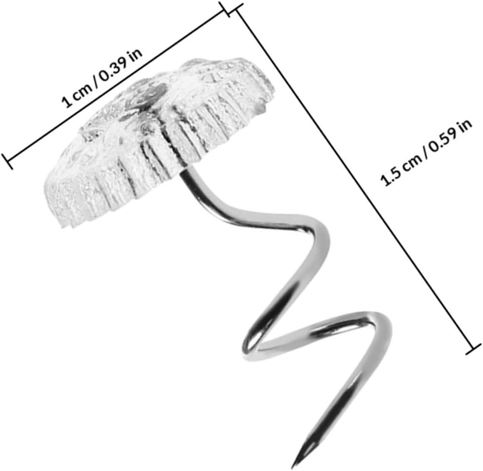 Artibetter 100pcs Stainless Steel Spiral Pins for Upholstery Skirt Fixing, Decorative Metal Tacks for Sofa Covers, Furniture Nails for Home Sewing and Slipcover Fastening