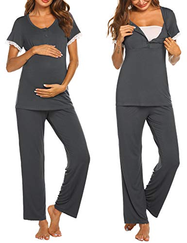 Ekouaer pajama set nursing nightie simple style o-neck tops loose…