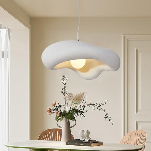 TMKOO Wabi-sabi Lampe À Suspension Créative Irrégulière Lampe À Suspension Créative E27 En Forme De Nuage Lustre Blanc Eclairage Intérieur Décoration Ajustable Maison Pour Salle À Manger Cuisine(30cm)