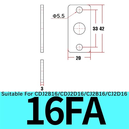 Soporte de montaje mini LB/CJ/Y/I/FA para junta de cilindro CDJ2B y CDJ2D de 16mm 3