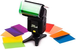 12pcs Universal Flash Gels Filter Transparent Coloured Correction Gel Lighting Film Diffuser Filter Sheets for Camera Flash Speedlite Studio Photography