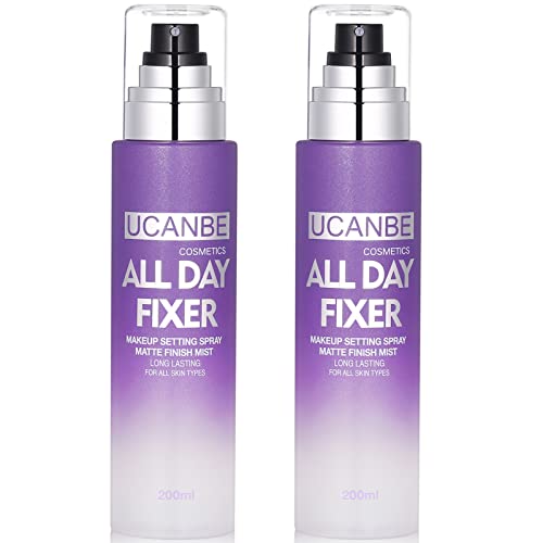 UCANBE Spray Fixateur de Maquillage 2 Bouteilles - Fixateur Maquillage Spray Mat Transparent Longue Durée - Setting Spray Contrôle de L'huile