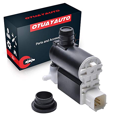 Windshield Washer Pump for Hyundai, Kia Vehicles - Accent Entourage Santa Fe Veracruz Veloster Sedona Sportage - OTUAYAUTO Factory OE Style with Grommet