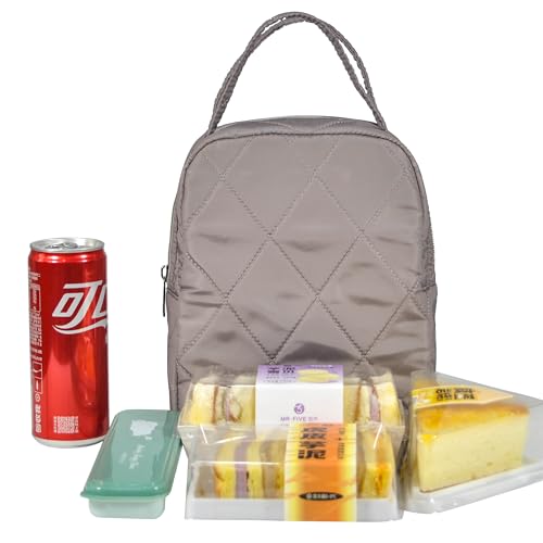 Jula Vance Machine Washable Women Quilted Fabric Insulated Reusable Cooler Lunch Bag Tote Adult Thermal Lunch Box Storage Bag for Ｗork (Grey #2) by Jula Vance - Image 6