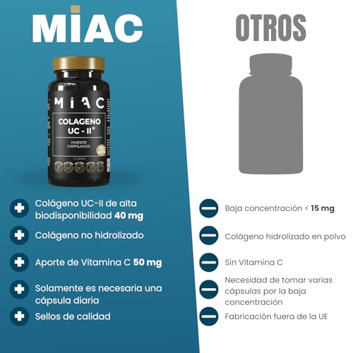 Colágeno tipo 2 40 mg UC-II Colageno con magnesio y Acido hialuronico + Vitamina C. Para Huesos y Articulaciones - No Desnaturalizado - Movilidad y Flexibilidad. 30 Cápsulas Veganas - imagen 5