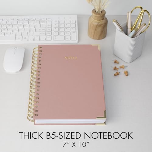 Aesthetic Thick Spiral Notebook Journal For Women in B5 Format - Stylish Linen Hardcover College Ruled Note Book w 300 Lined Pages - Cute Supplies For Bible Study & Staying Organized at Work or School