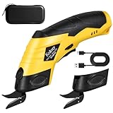 Kolozy Forbici Elettriche Cutter, Forbice Elettrica per Tessuti 4V Ricaricabile, Taglierino Elettrico 2500mAh Batteria 10000RPM, Taglia Cartone con 2 lame per Taglio Cartone Pelle Plastica Moquette