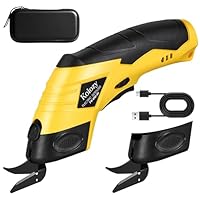 Kolozy Elektrische Schere Kartonschneider 4V, Wiederaufladbare Akkuschere mit 2500mAh Akku, Universalschneider mit 2 Schneidköpfen für Pappe, Karton, Stoff, Teppich Leder Ideal für Recycling & Basteln