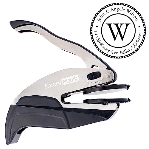 ExcelMark Dotted Circle Monogram Address Hand Embosser